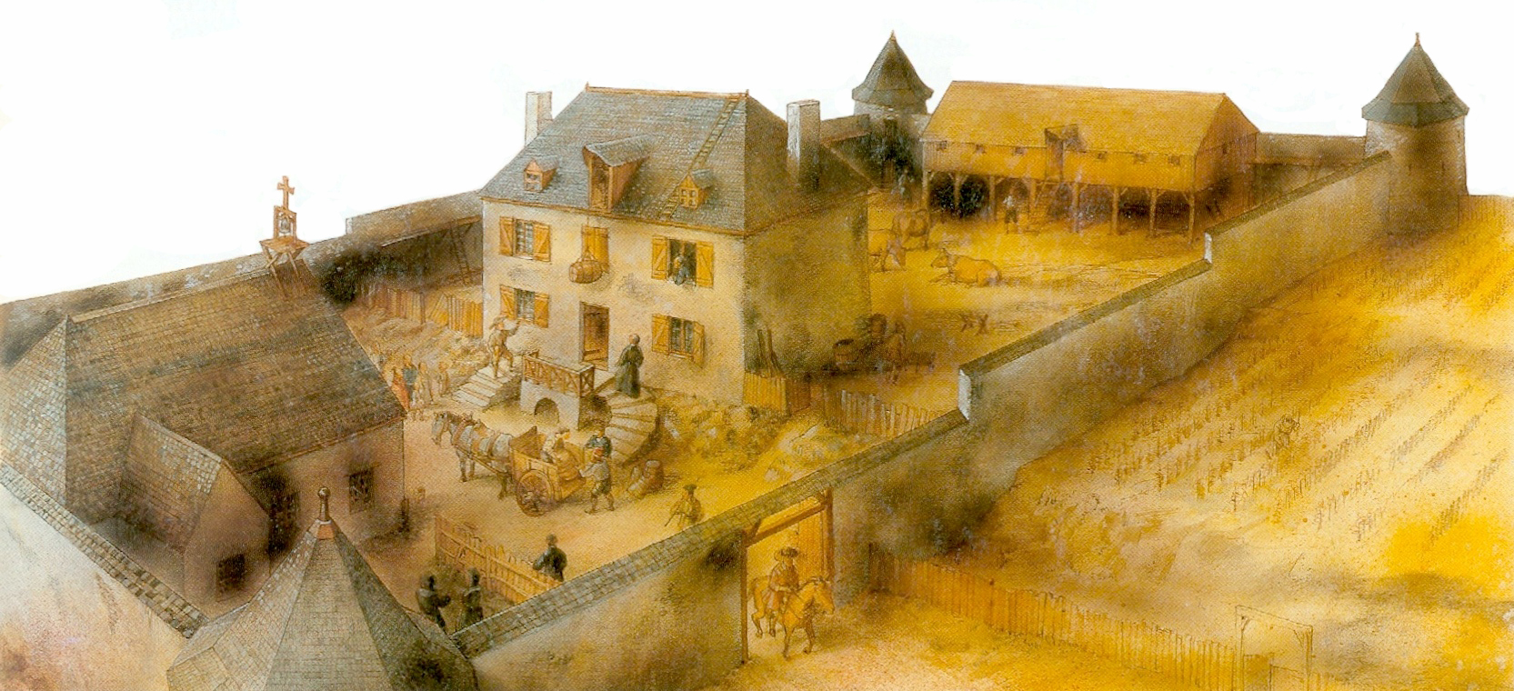 Reconstitution de la résidence fortifiée des Sulpiciens sur le flanc du mon Royal.
